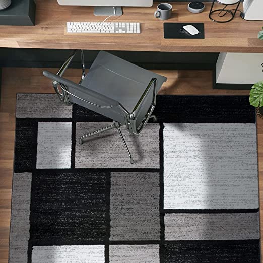 RUGSHOP Contemporary Modern Boxes Grey Area Rug Runner, 2' x 7' 2"