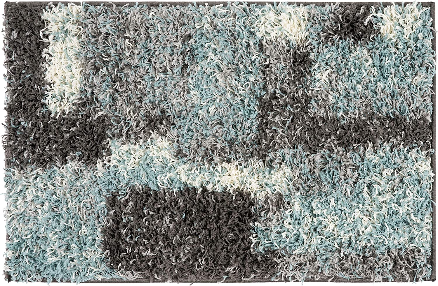 RUGSHOP Distressed Modern Boxes Blue Plush Shag Area Rug, 2' x 3'