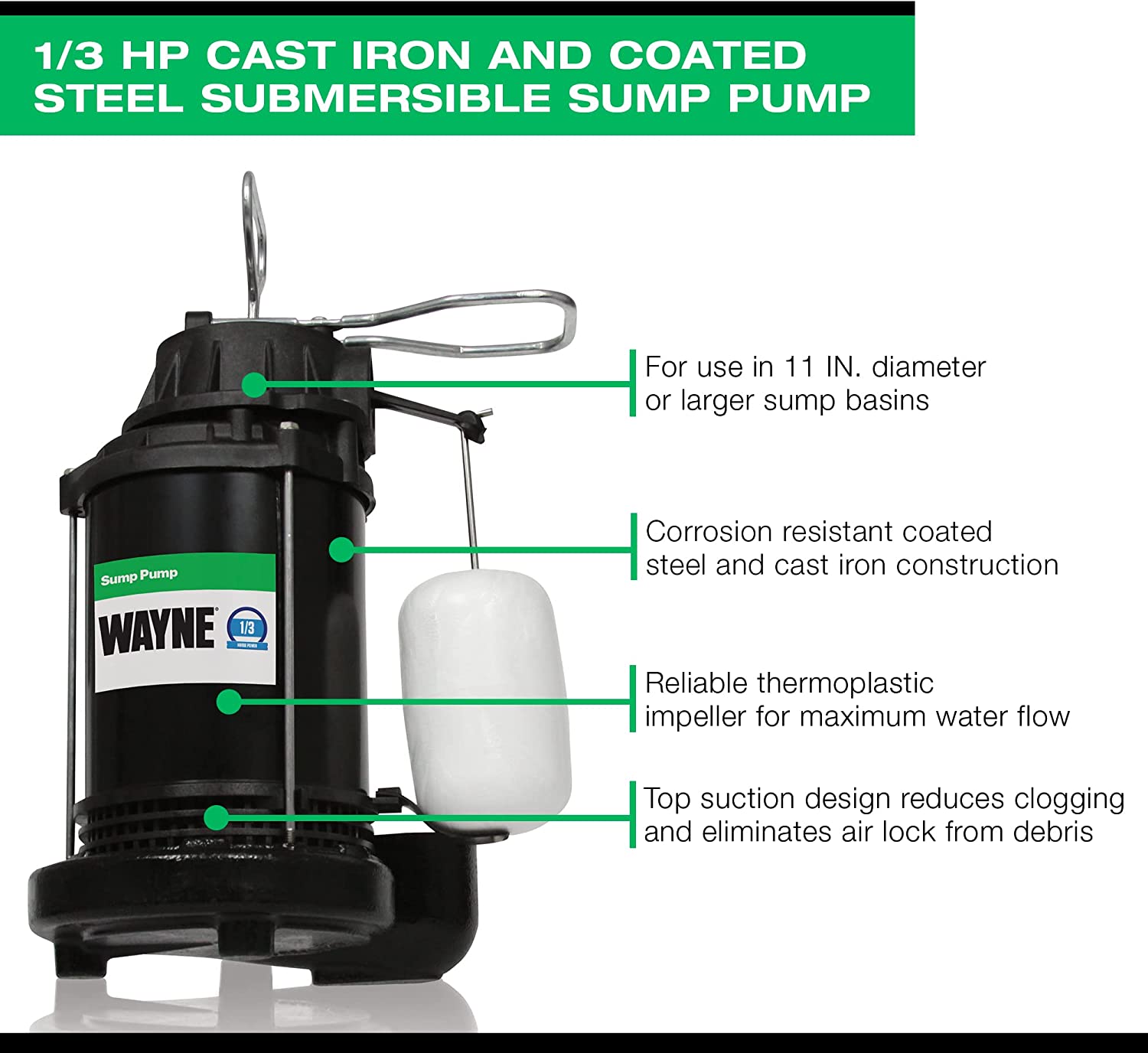 WAYNE® CDU790 1/3 HP SUBMERSIBLE SUMP PUMP