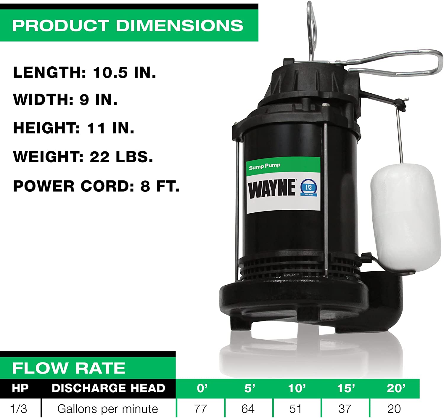 WAYNE® CDU790 1/3 HP SUBMERSIBLE SUMP PUMP