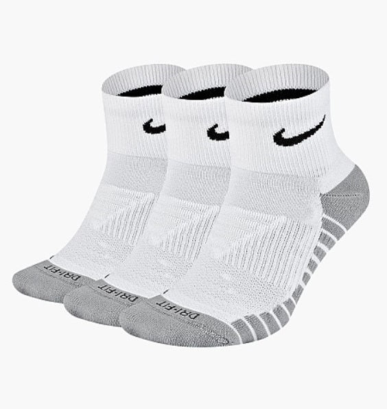 Nike Everyday Max Cushioned Training Ankle Socks (3 Pairs), White/Black L (W 10-13 / M 8-12)