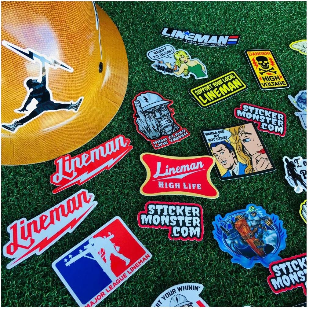 COLIBROX 64 pcs Lineman Hard Hat Stickers