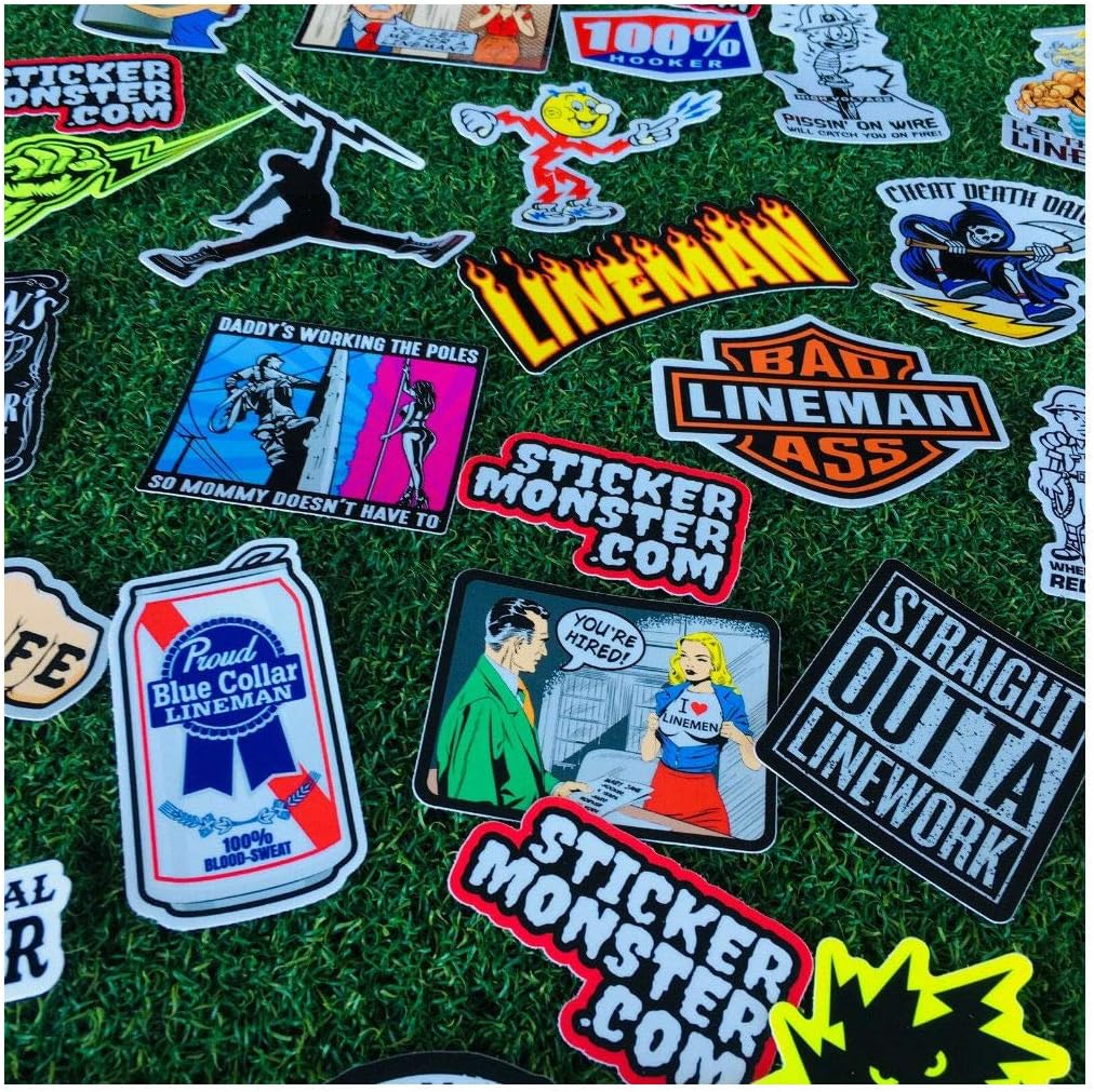 COLIBROX 64 pcs Lineman Hard Hat Stickers