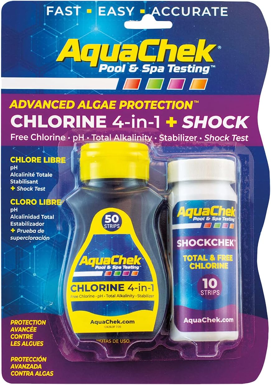 AquaChek® Chlorine 4-in-1 + Shock Test Strips and ShockChek Test Kit