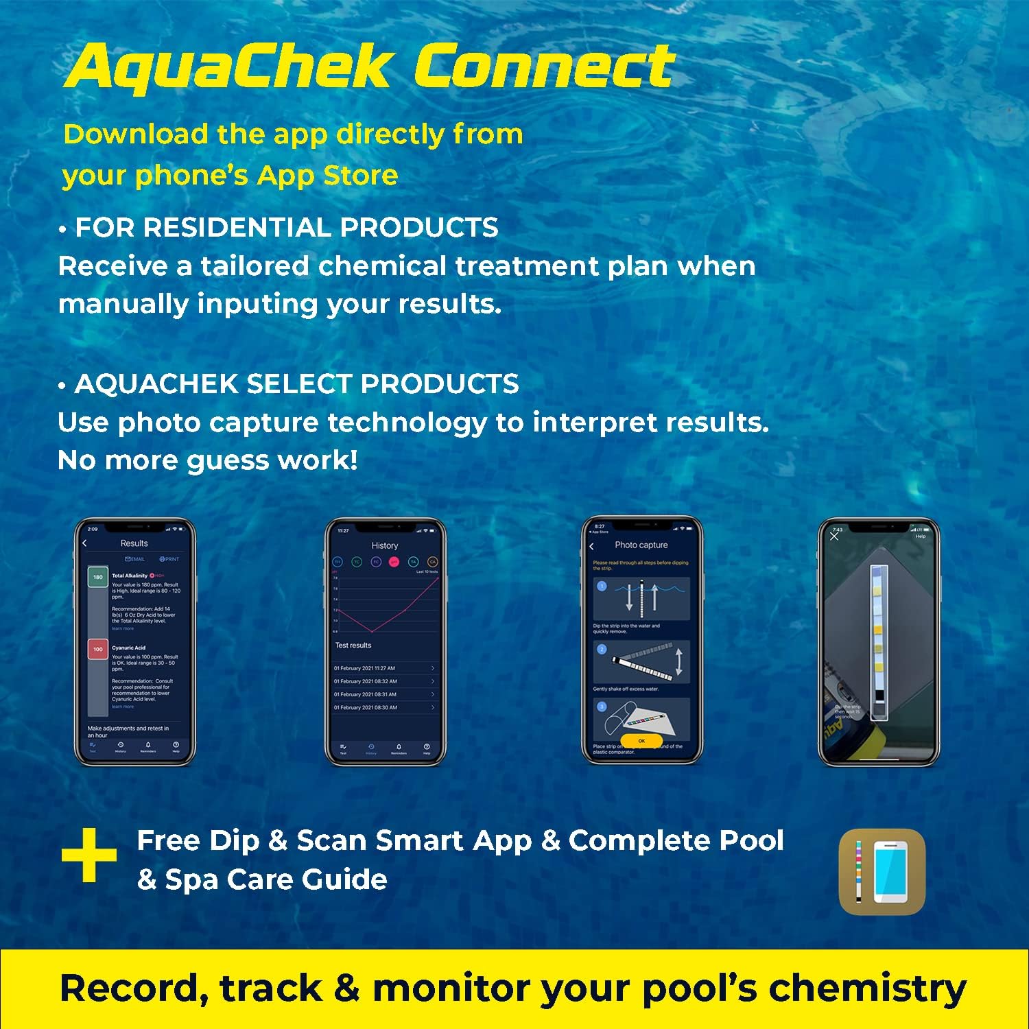 AquaChek® Chlorine 4-in-1 + Shock Test Strips and ShockChek Test Kit