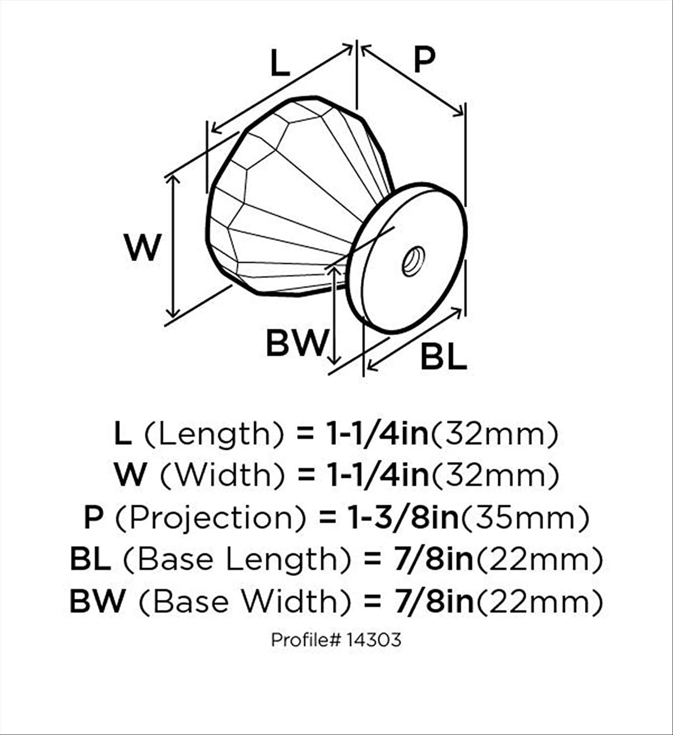 AMEROCK Traditional Classics Cabinet Knob, 5PK14303G10