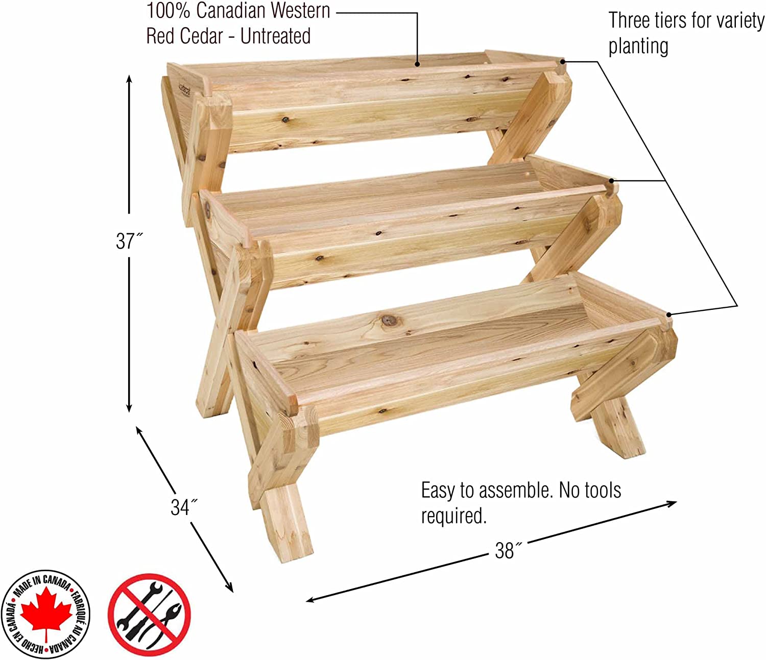 cedarcraft® Cascading Cedar Planter - 3 Tier