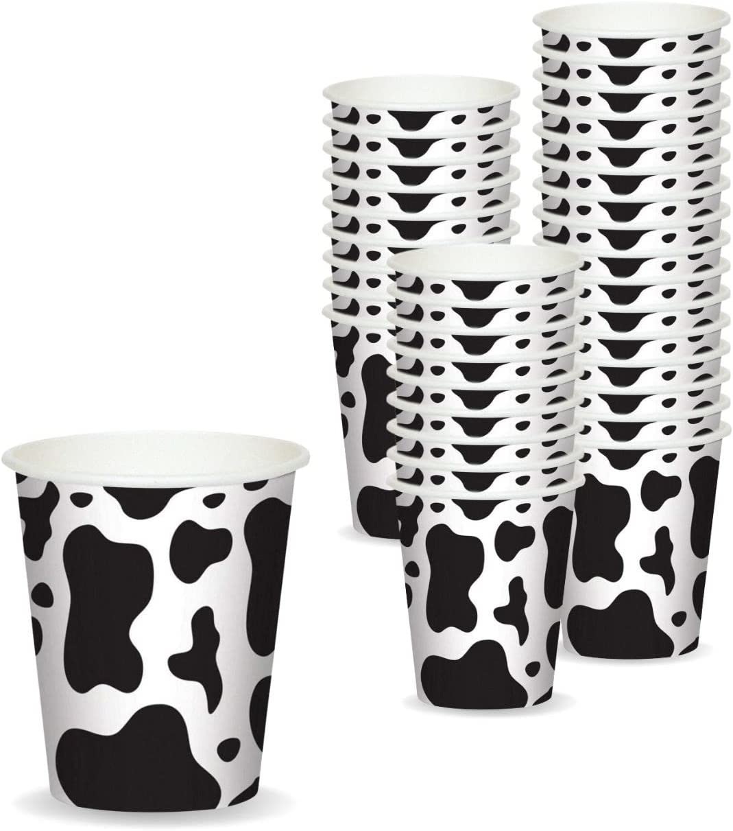 BOGAZNET 20 pcs Cow Print Paper Cups, 9 oz