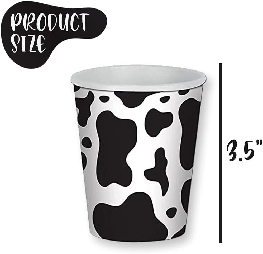 BOGAZNET 20 pcs Cow Print Paper Cups, 9 oz