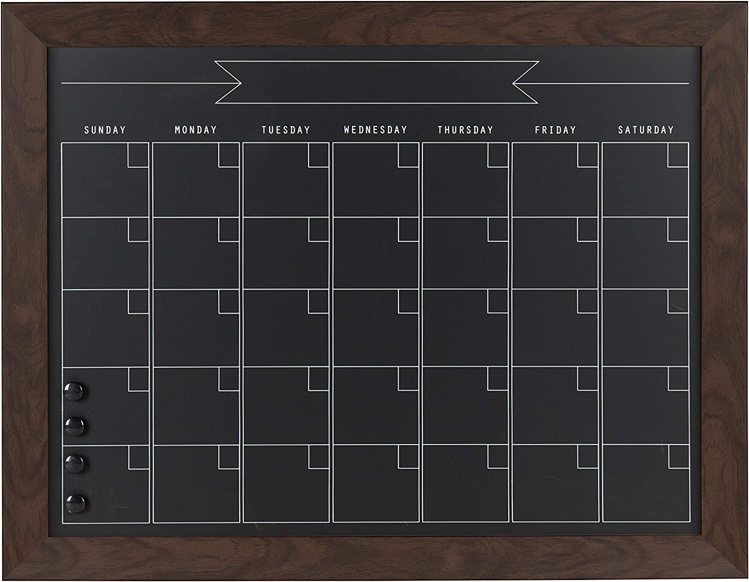 DesignOvation Magnetic Monthly Calendar, Walnut Brown