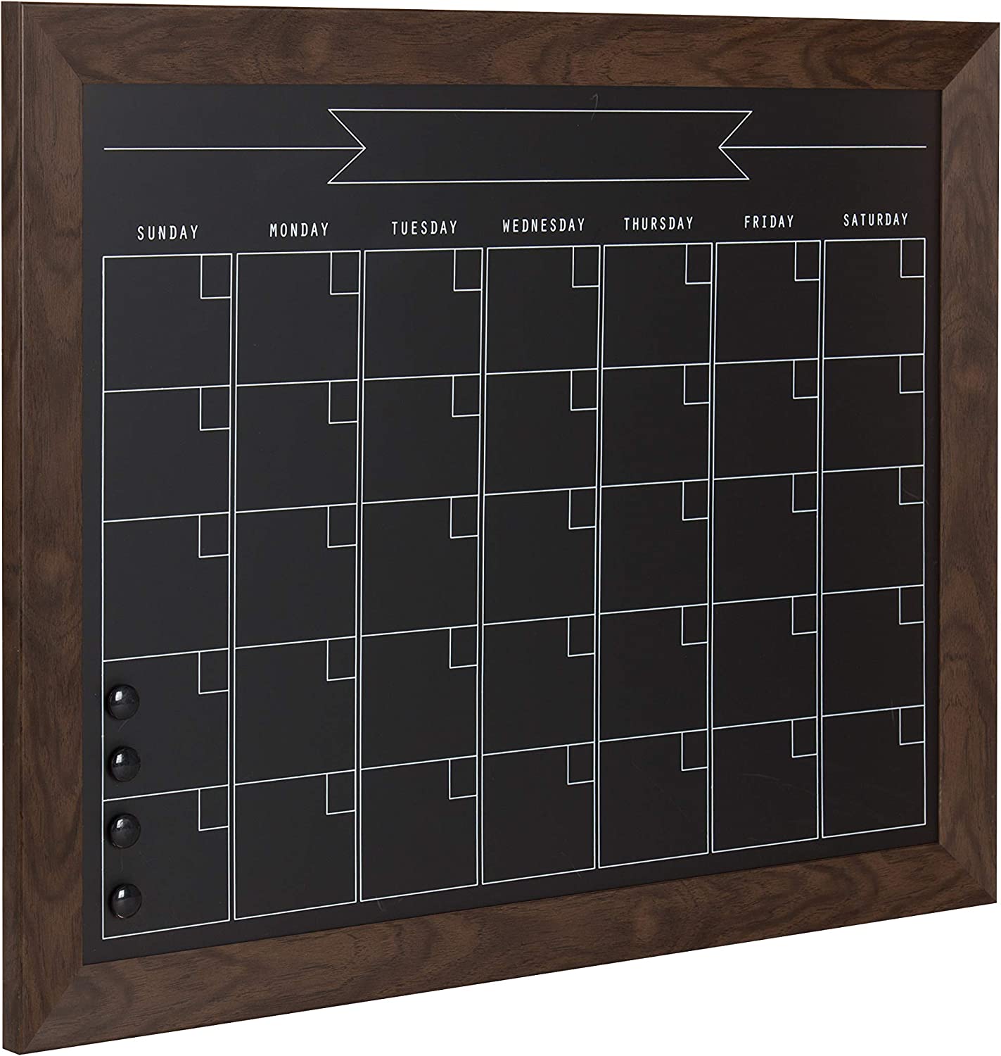 DesignOvation Magnetic Monthly Calendar, Walnut Brown