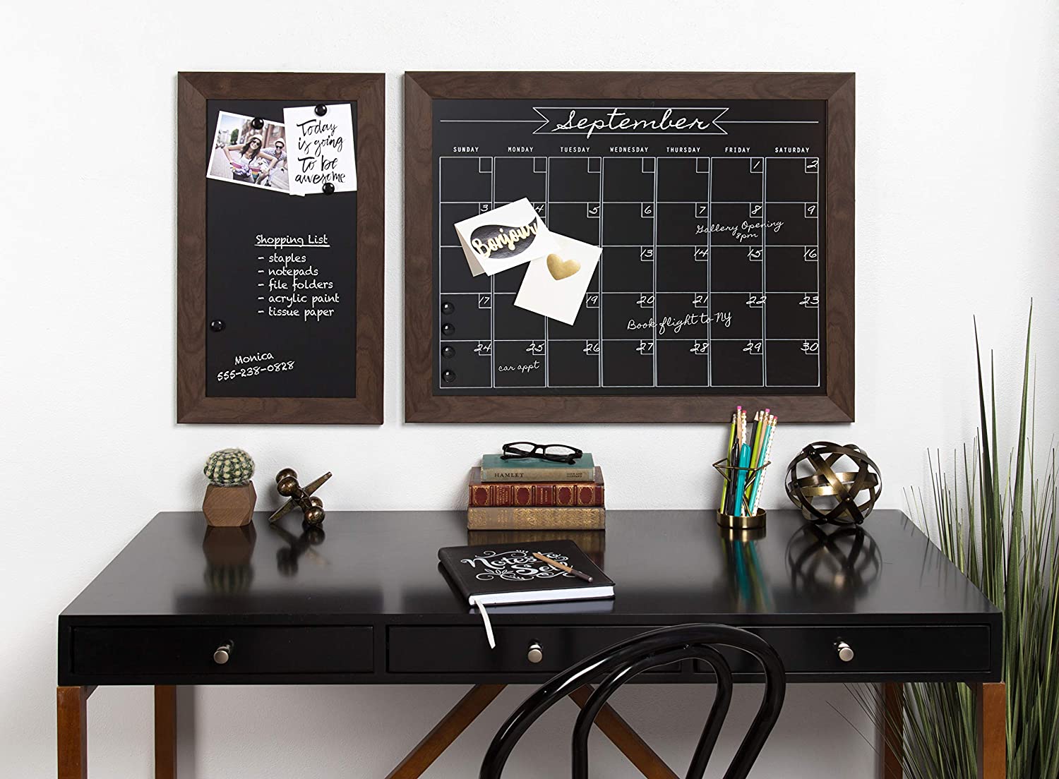 DesignOvation Magnetic Monthly Calendar, Walnut Brown