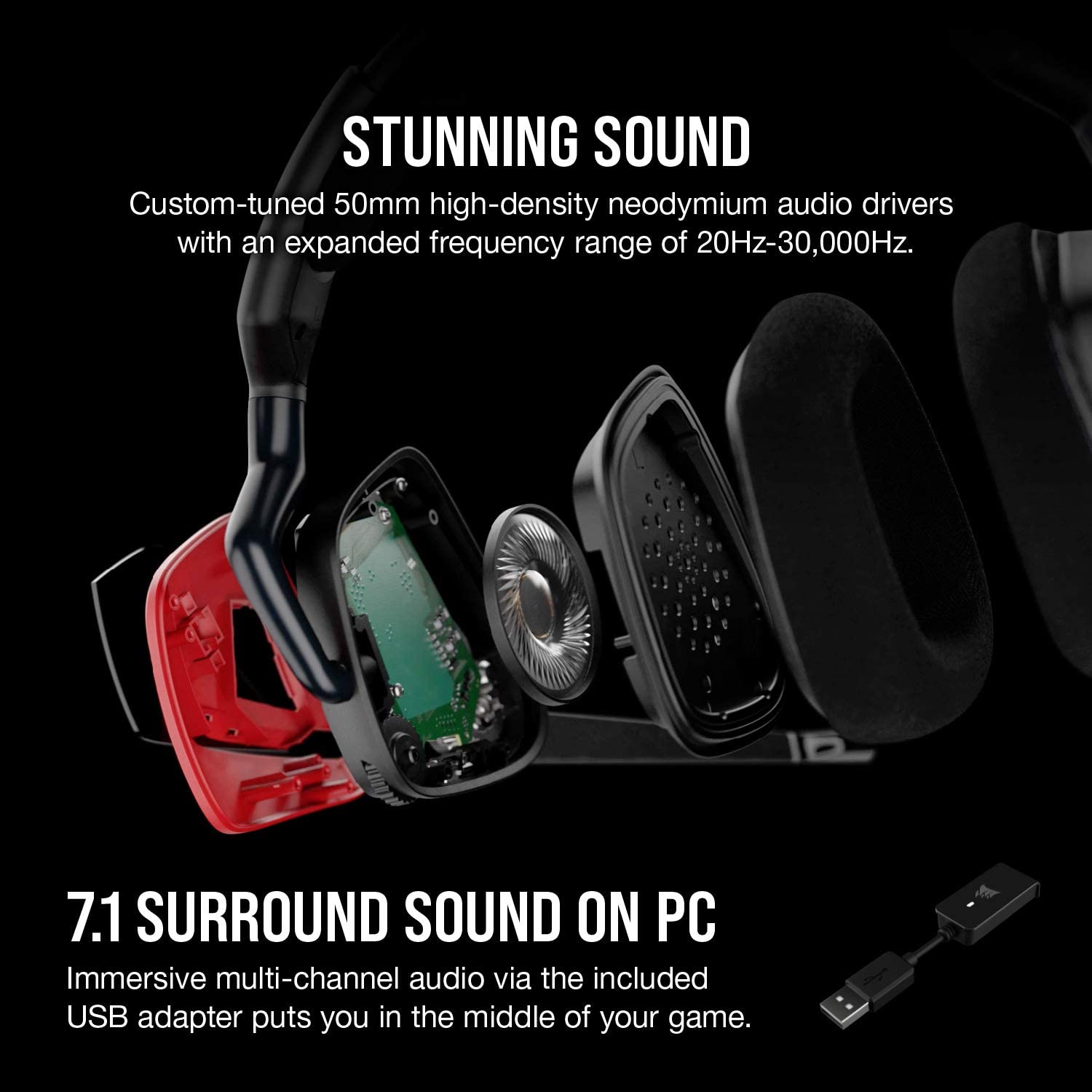 CORSAIR VOID ELITE SURROUND Premium Gaming Headset with 7.1 Surround Sound — Cherry