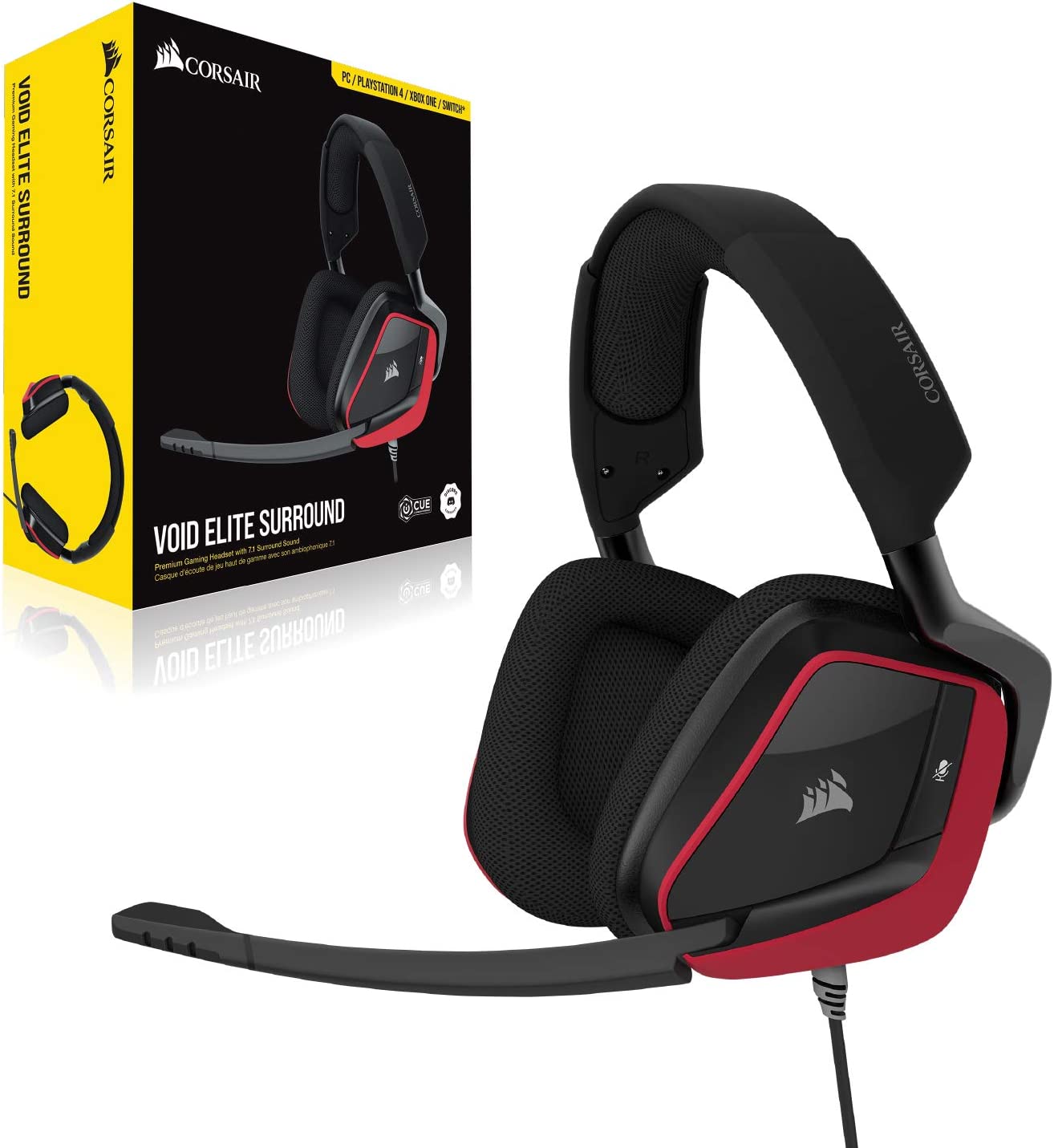 CORSAIR VOID ELITE SURROUND Premium Gaming Headset with 7.1 Surround Sound — Cherry