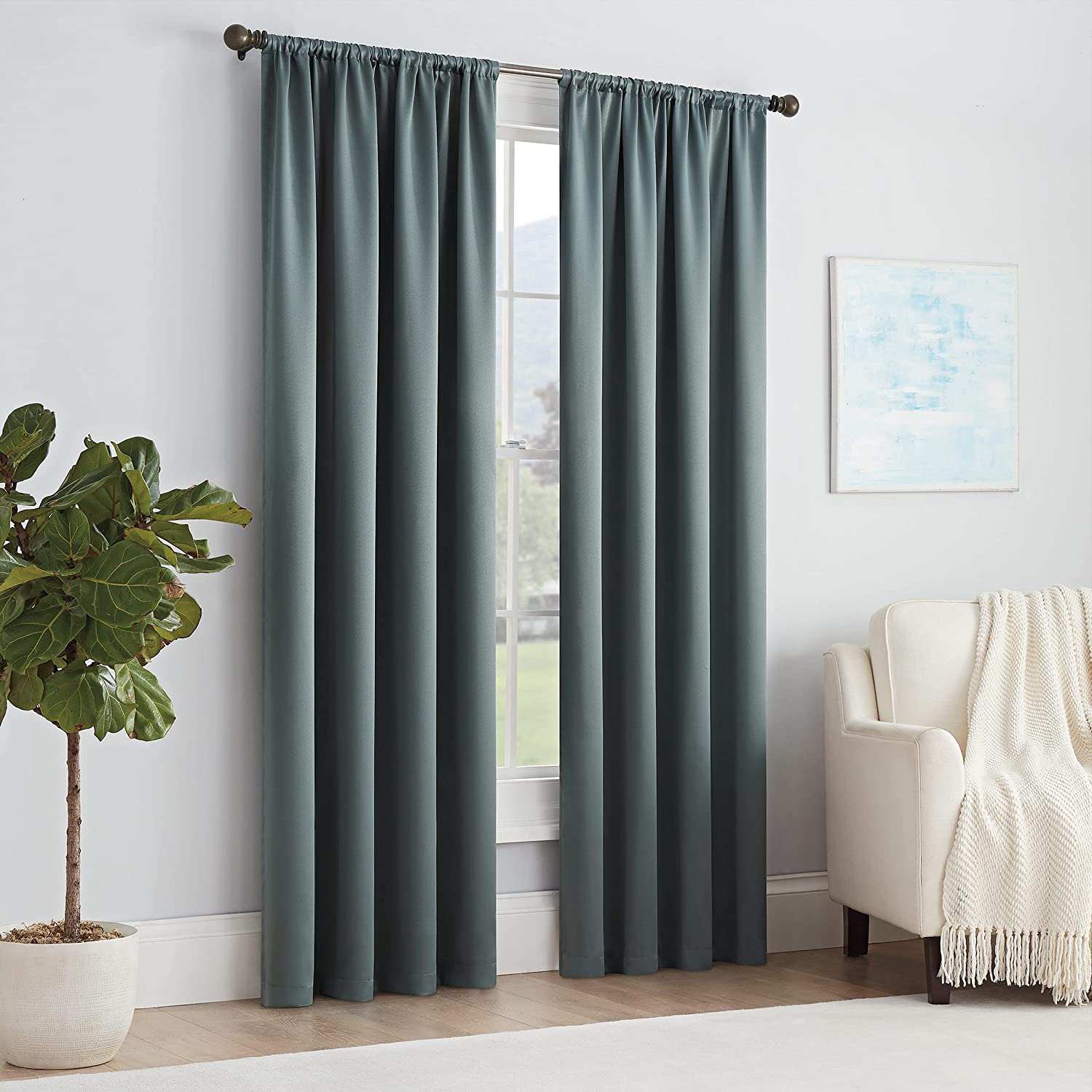 eclipse® Window Curtain for Bedroom, 54"L x 54"W,River Blue