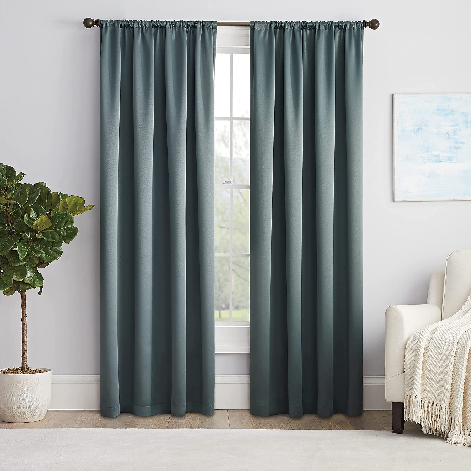 eclipse® Window Curtain for Bedroom, 54"L x 54"W,River Blue