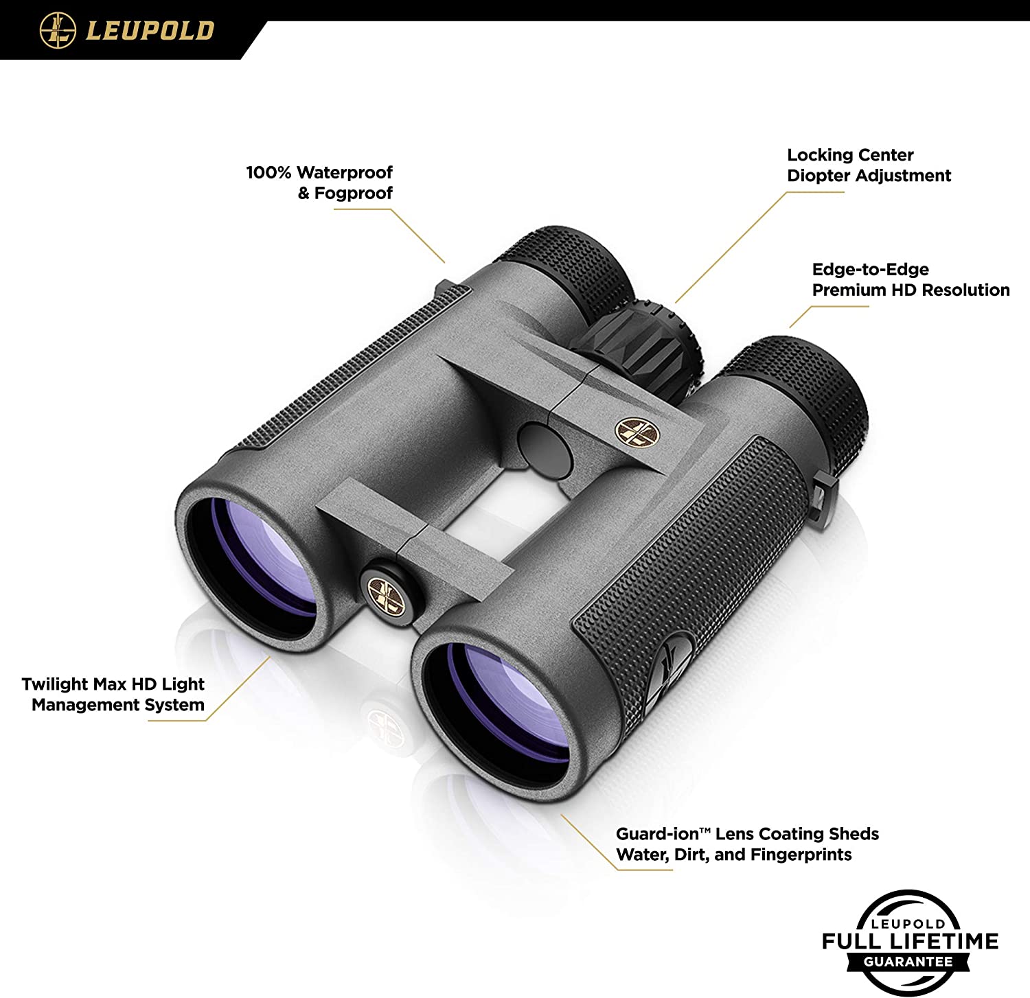 LEUPOLD 172666 BX®-4 Pro Guide® HD 10X42MM, Shadow Gray