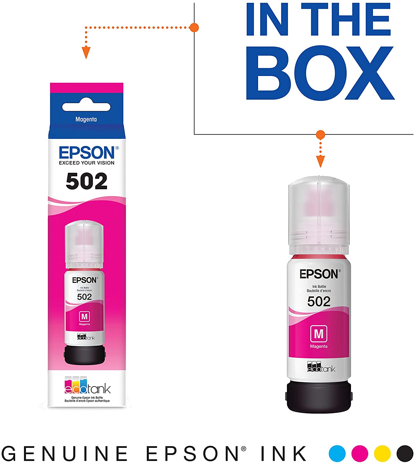 EPSON® T502, Magenta Ink Bottle, T502320-S