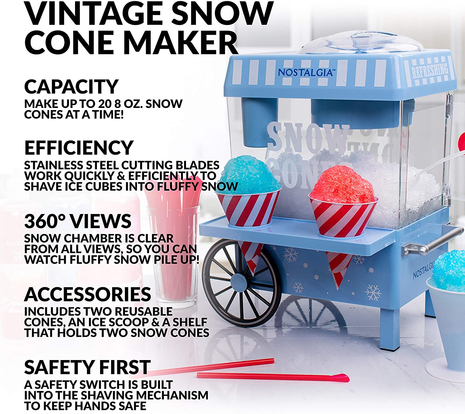 NOSTALGIA™ Vintage Snow Cone Maker, SCM525BL