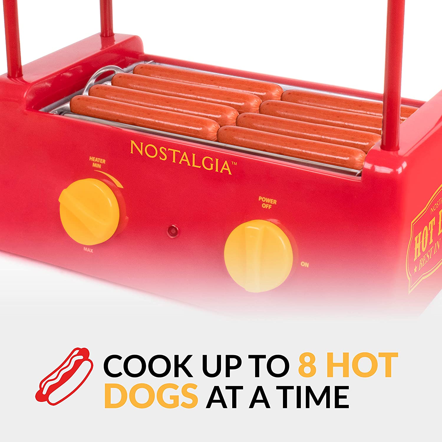 NOSTALGIA™ Hot Dog Roller and Bun Warmer, 8 Hot Dog and 6 Bun Capacity