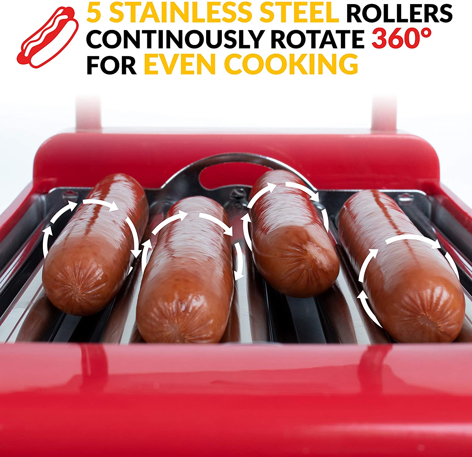 NOSTALGIA™ Hot Dog Roller and Bun Warmer, 8 Hot Dog and 6 Bun Capacity