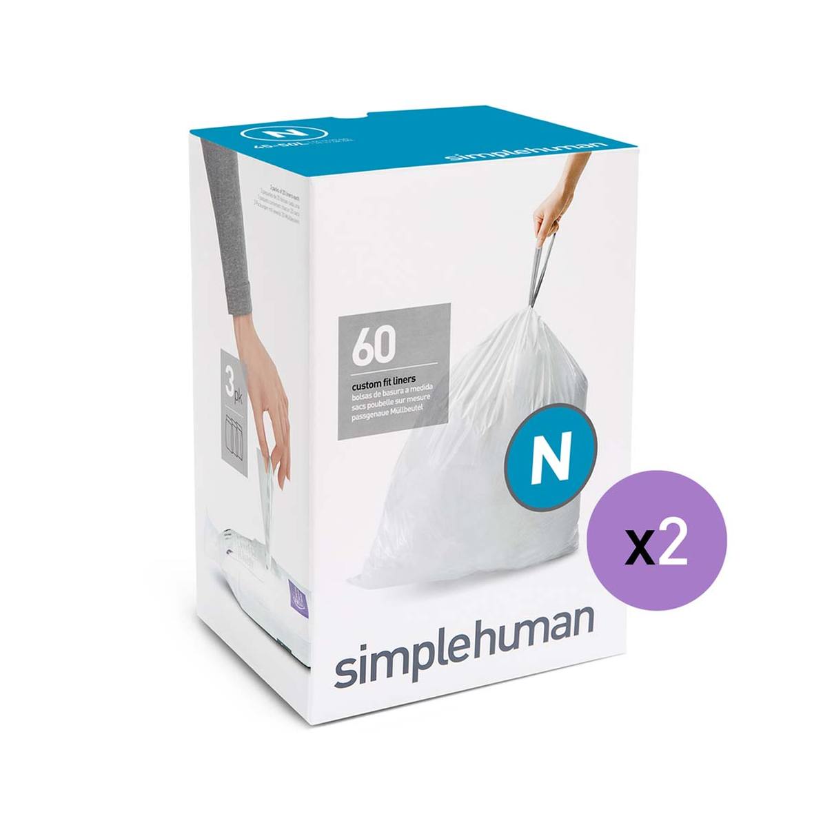 SIMPLEHUMAN Code N Custom Fit Liners 45 - 50 liter, 60-Count Box