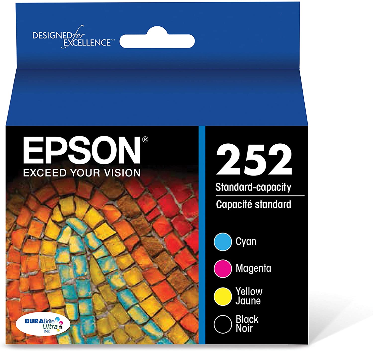 EPSON® 252, Black and Color Ink Cartridges, C/M/Y/K 4-Pack, T252120-BCS