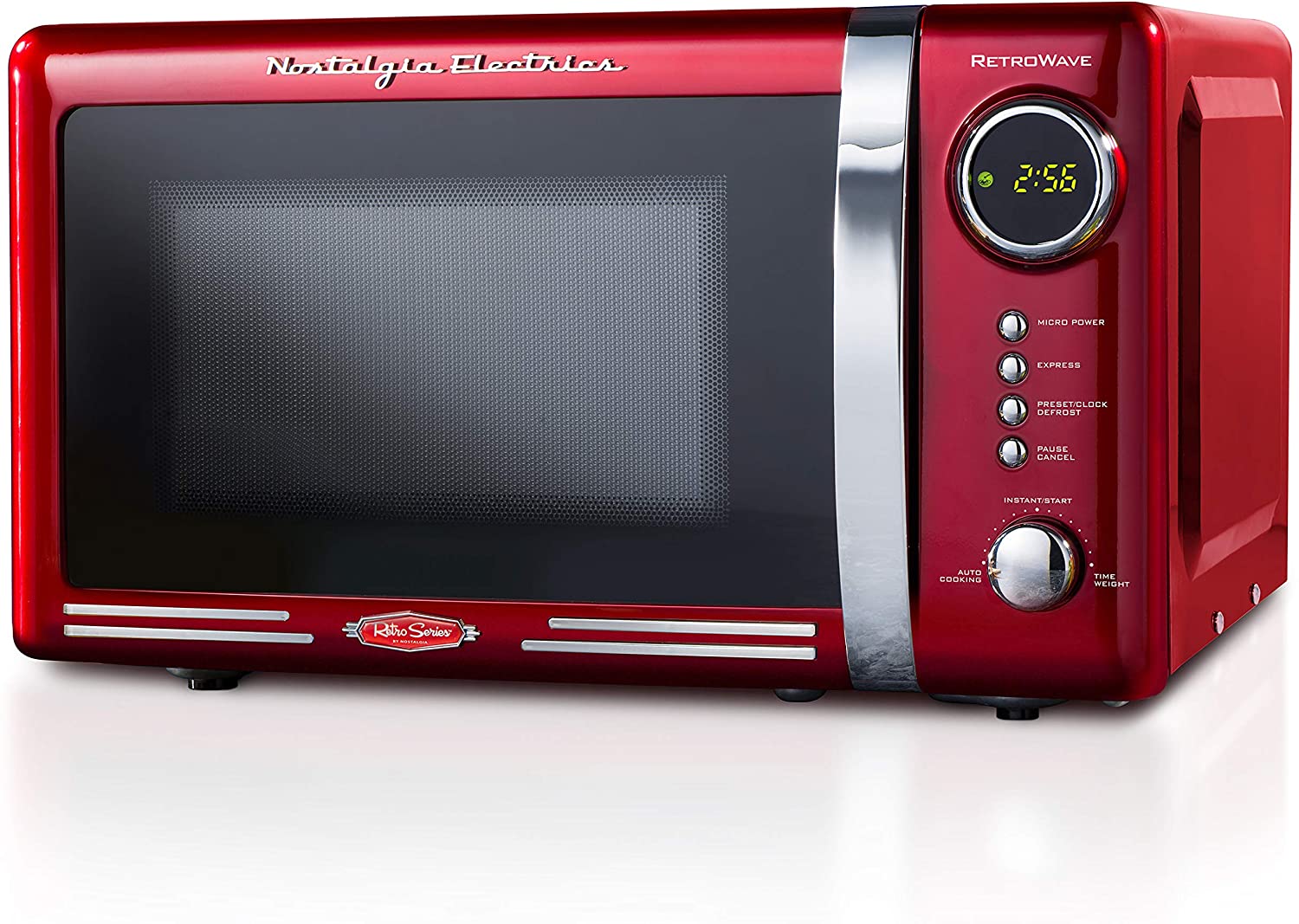 NOSTALGIA™ Retro 0.7 Cubic Foot 700-Watt Countertop Microwave Oven - Retro Red