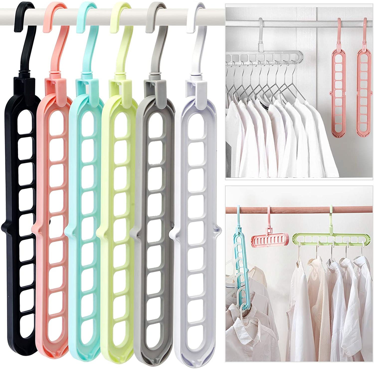 HEYHOUSE Plastic Hanger Organizer for Closet, 6-Pack