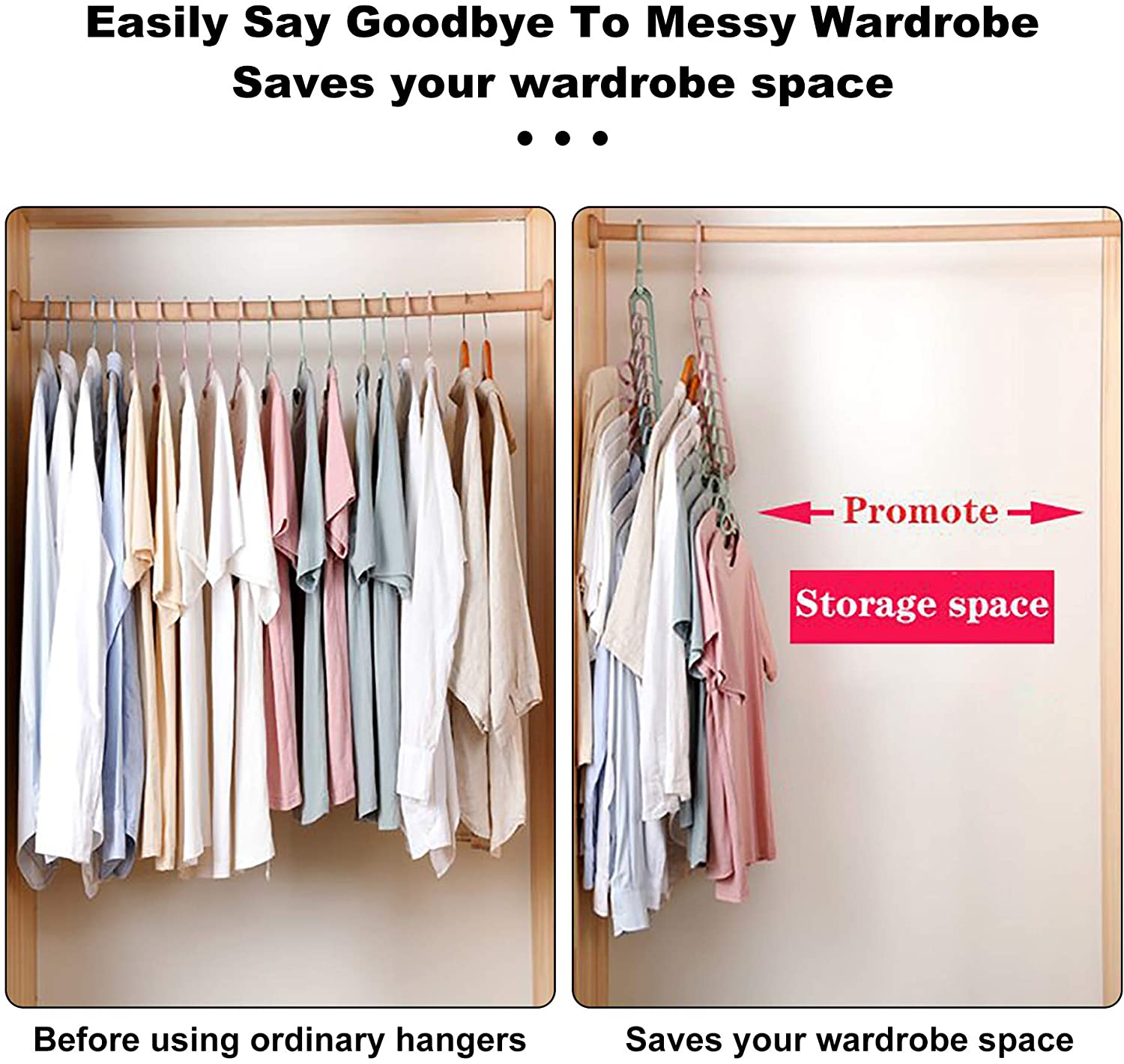 HEYHOUSE Plastic Hanger Organizer for Closet, 6-Pack