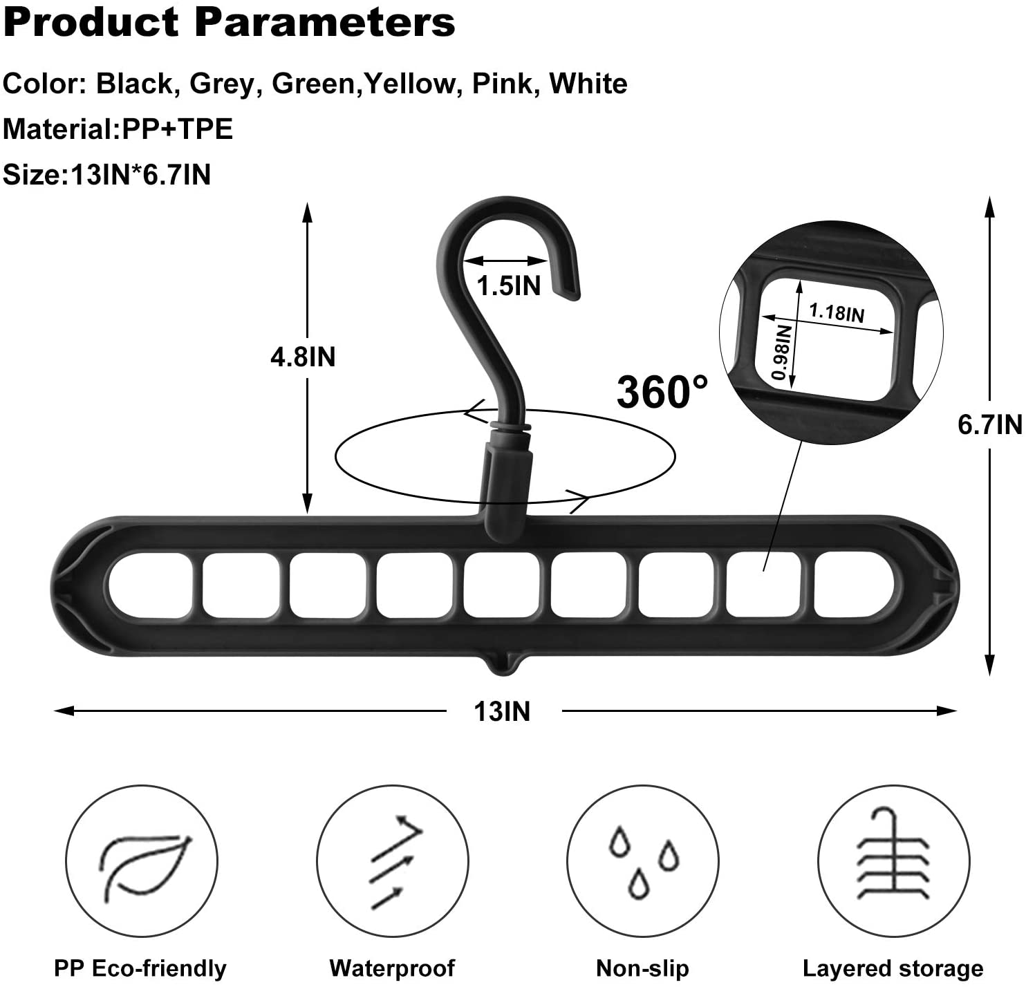 HEYHOUSE Plastic Hanger Organizer for Closet, 6-Pack