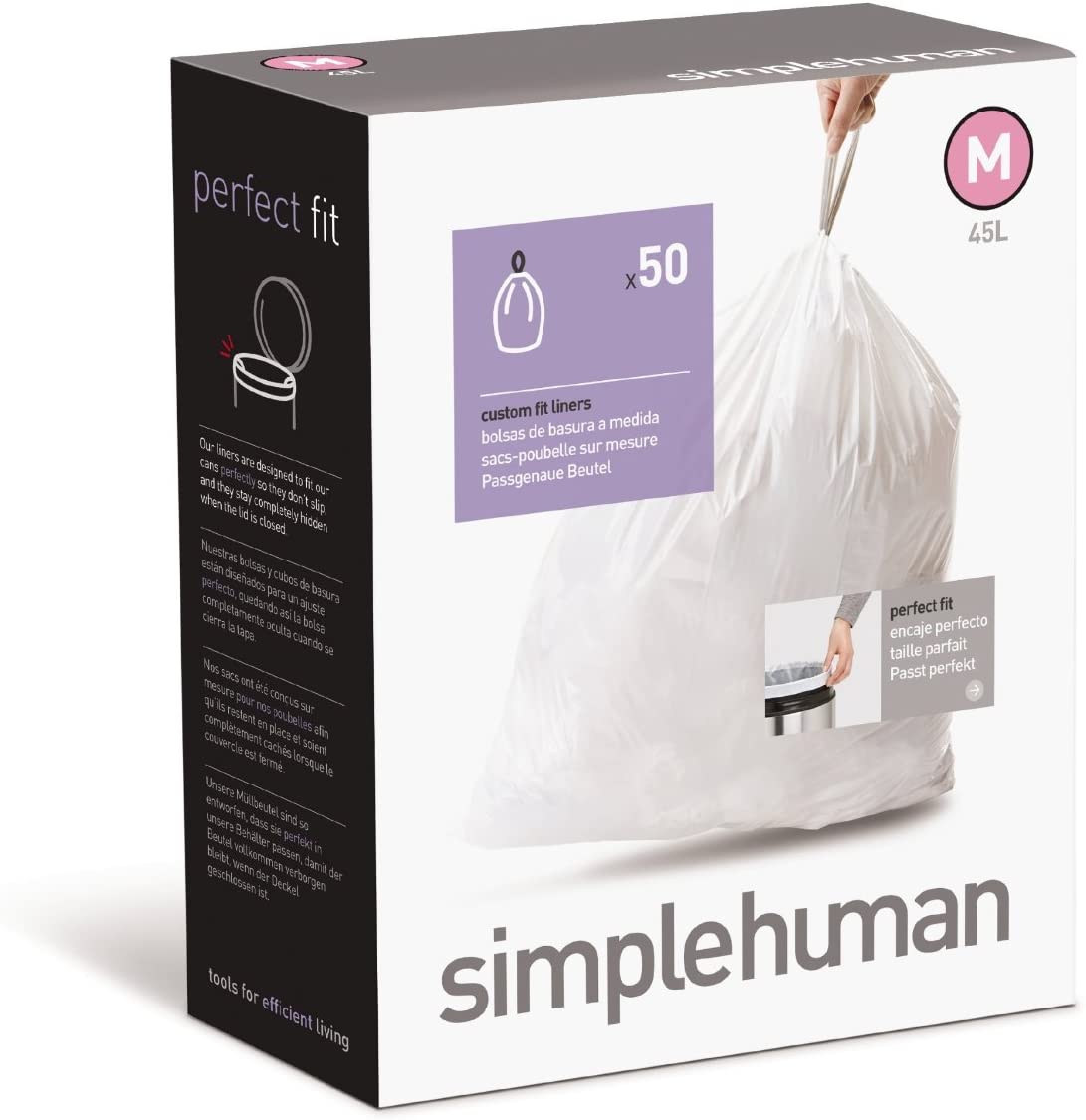 SIMPLEHUMAN Code M Custom Fit Liners 45 liter, 50-Count Box