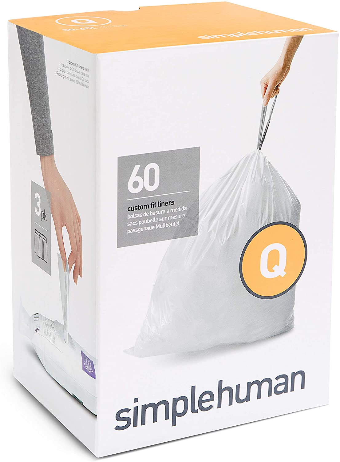 SIMPLEHUMAN Code Q Custom Fit Liners 50 - 65 liter, 60-Count Box