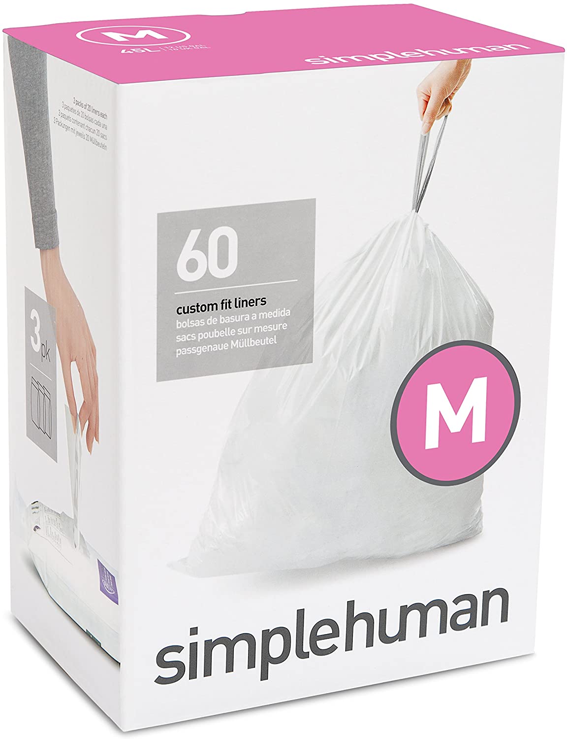 SIMPLEHUMAN Code M Custom Fit Liners 45 liter, 60-Count Box