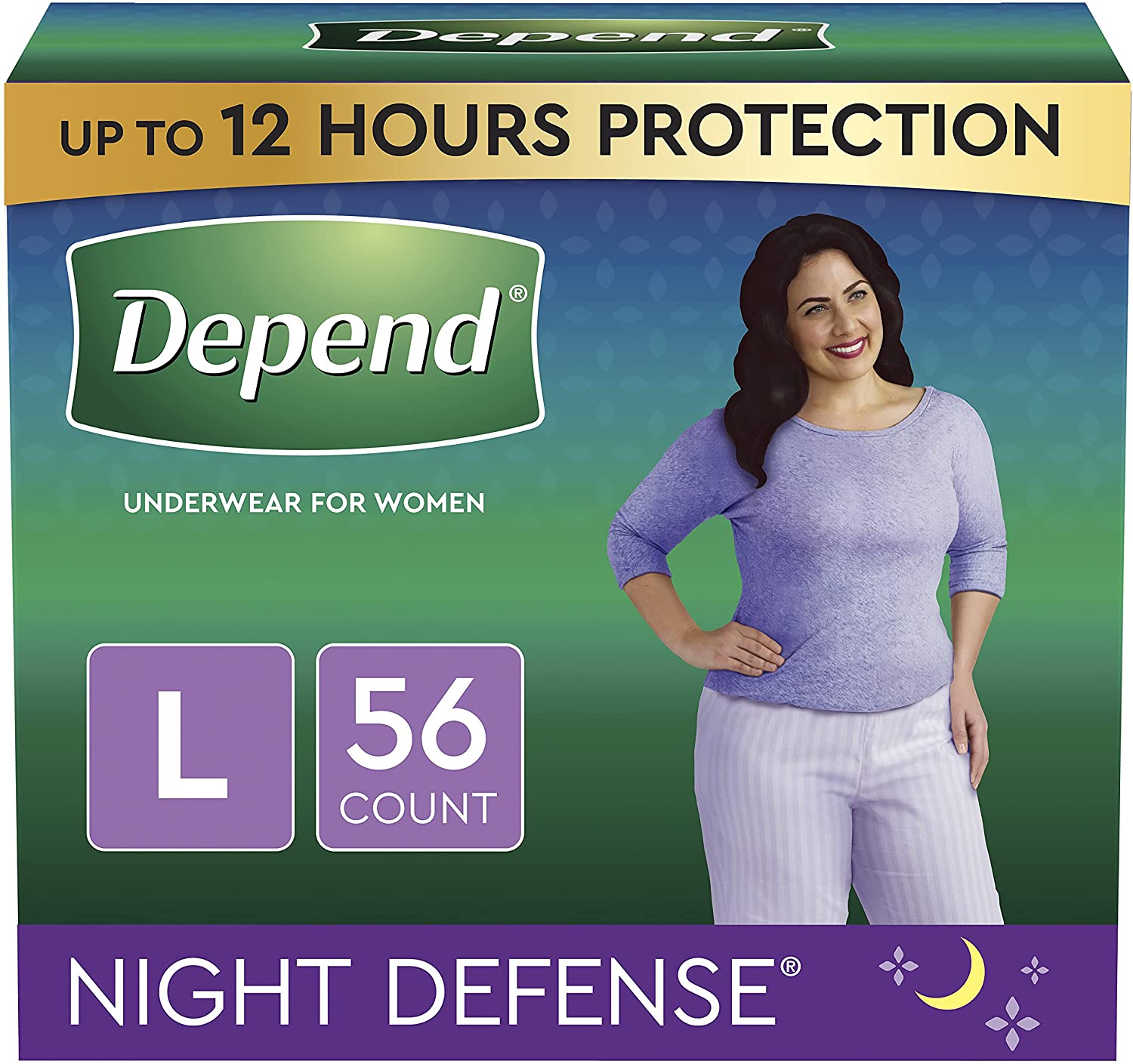 Depend® Night Defense® Underwear for Women - Overnight, Large, 56 Count