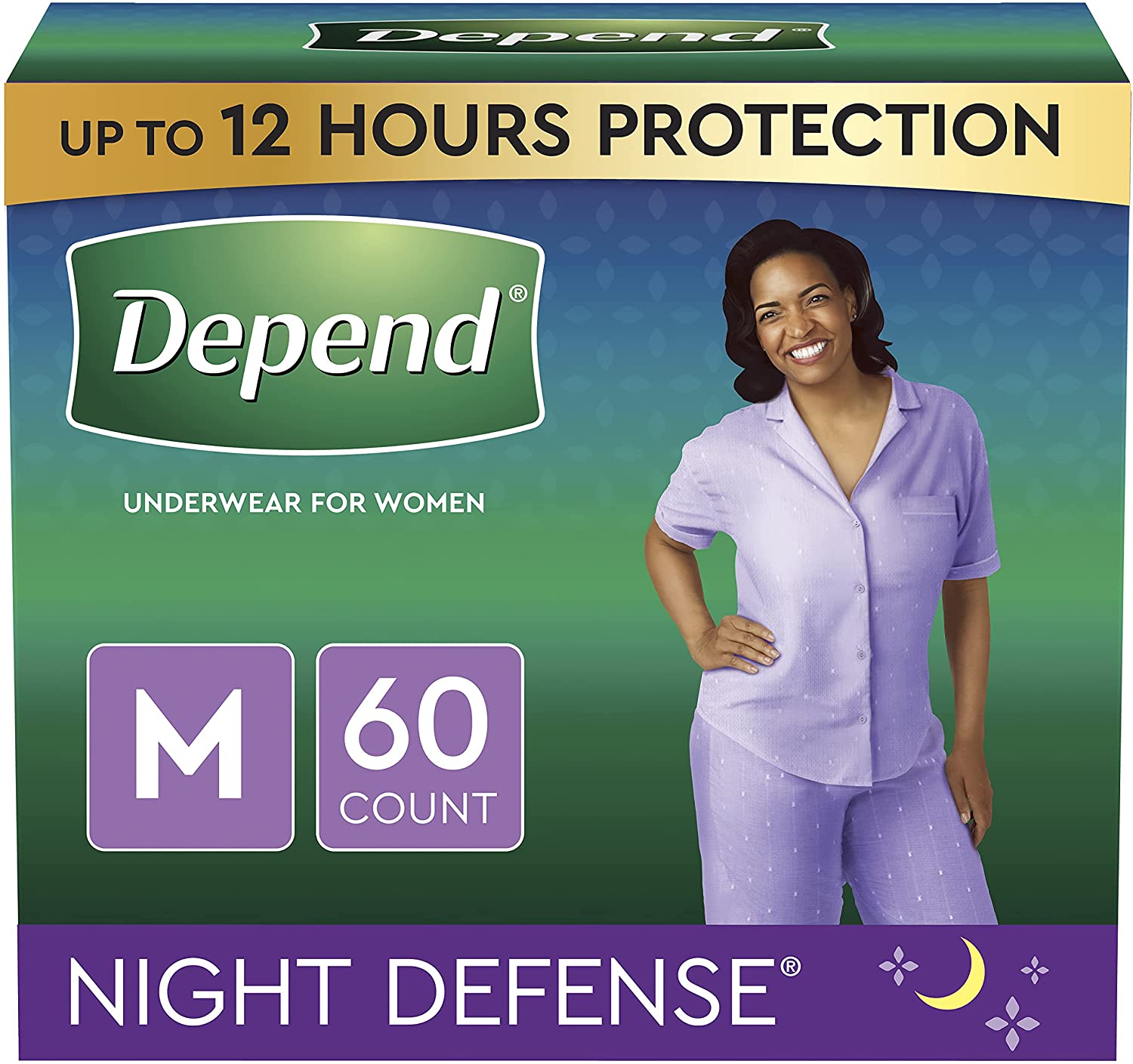 Depend® Night Defense® Underwear for Women - Overnight, Medium, 60 Count