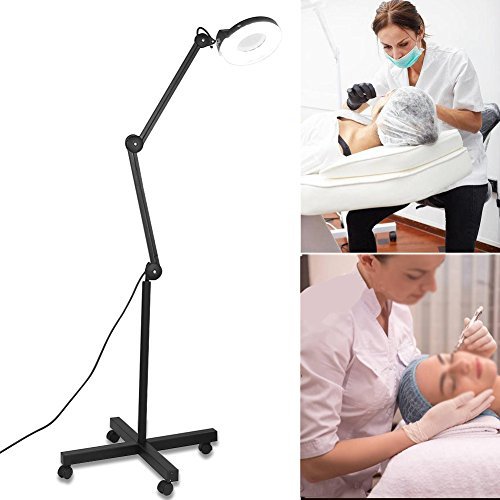 GOTOTOP LED Light  Magnifying Floor Rolling Lamp  (Black, 5X)