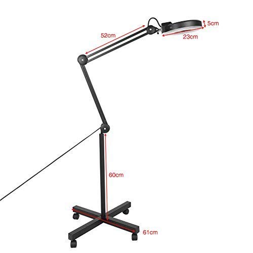 GOTOTOP LED Light  Magnifying Floor Rolling Lamp  (Black, 5X)