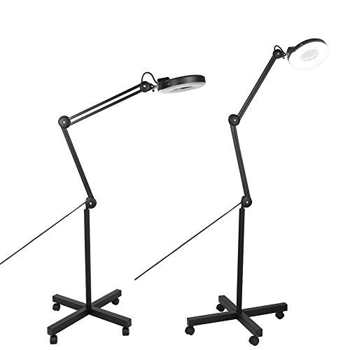 GOTOTOP LED Light  Magnifying Floor Rolling Lamp  (Black, 5X)