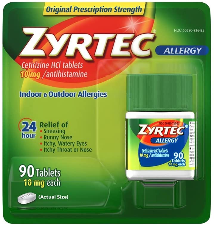 ZYRTEC® TABLETS WITH ACTIVE INGREDIENT CETIRIZINE HCL, 90 Tablets