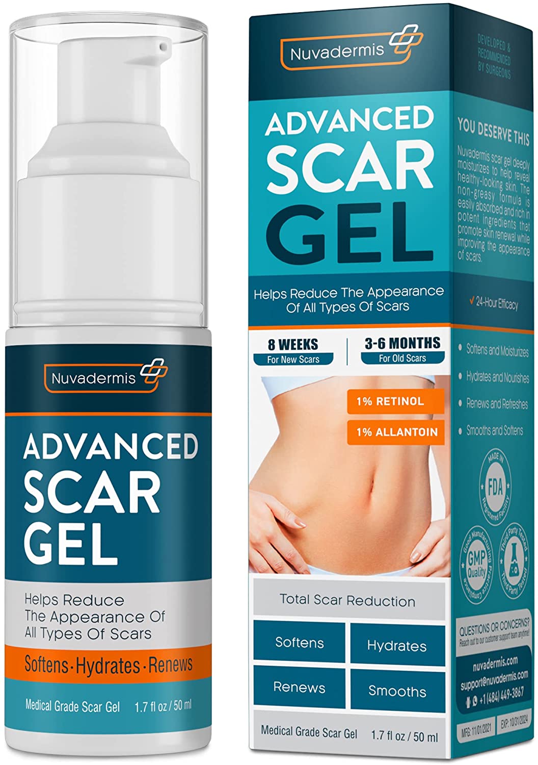 NUVADERMIS Advanced Scar Gel, 1.7 fl oz / 50 ml