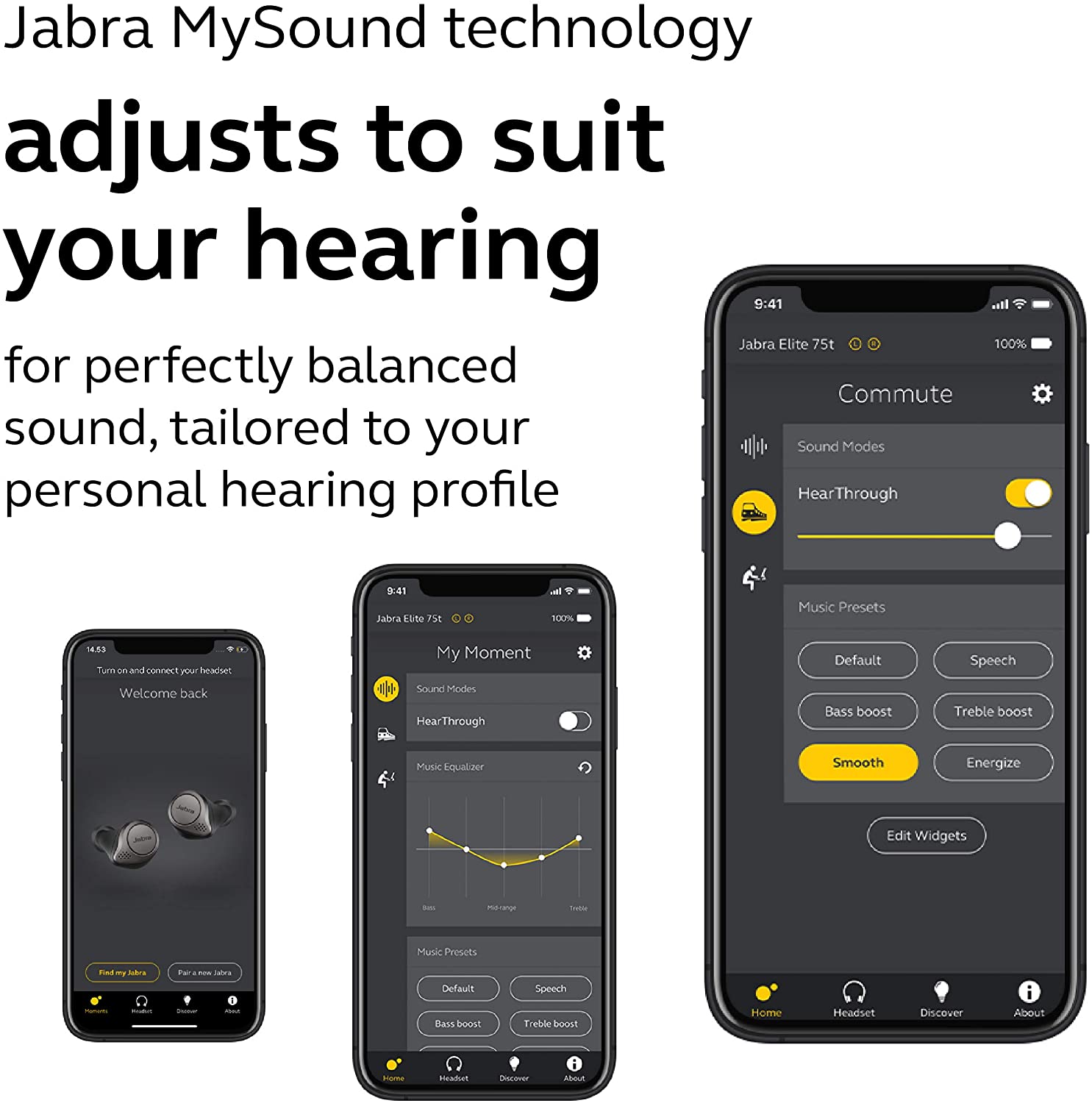 Jabra Elite 75t Wireless Headset with Charging case & EarGels