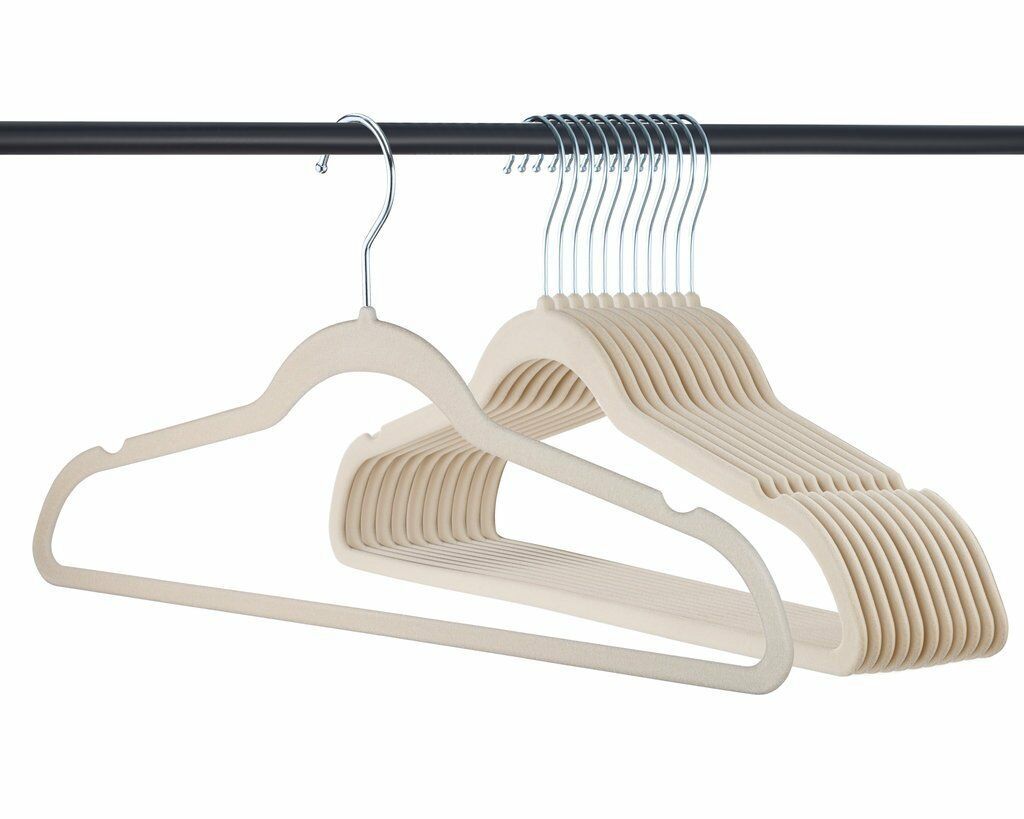 Clothes and Suit Hangers,Ivory, 50-Pack