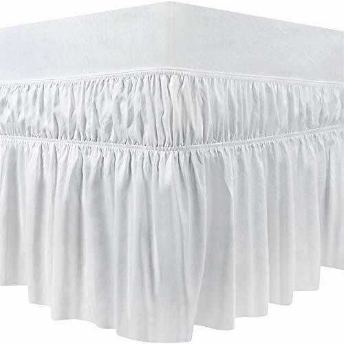 UTOPIA BEDDING Elastic Bed Ruffle Skirt with 16 Inches Drop,Twin, White