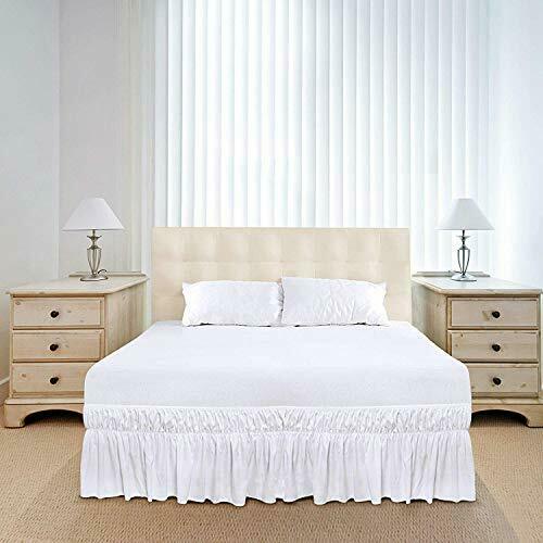 UTOPIA BEDDING Elastic Bed Ruffle Skirt with 16 Inches Drop,Twin, White