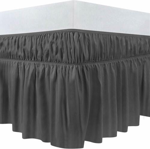 UTOPIA BEDDING Elastic Bed Ruffle Skirt with 16 Inches Drop,Twin, Grey