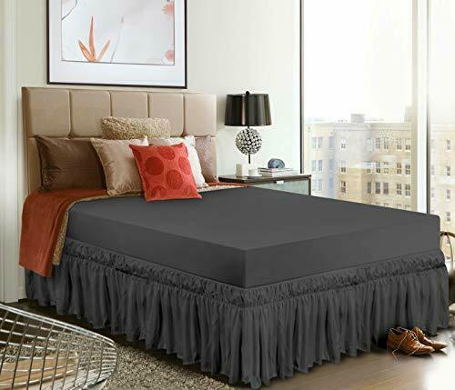 UTOPIA BEDDING Elastic Bed Ruffle Skirt with 16 Inches Drop,Twin, Grey