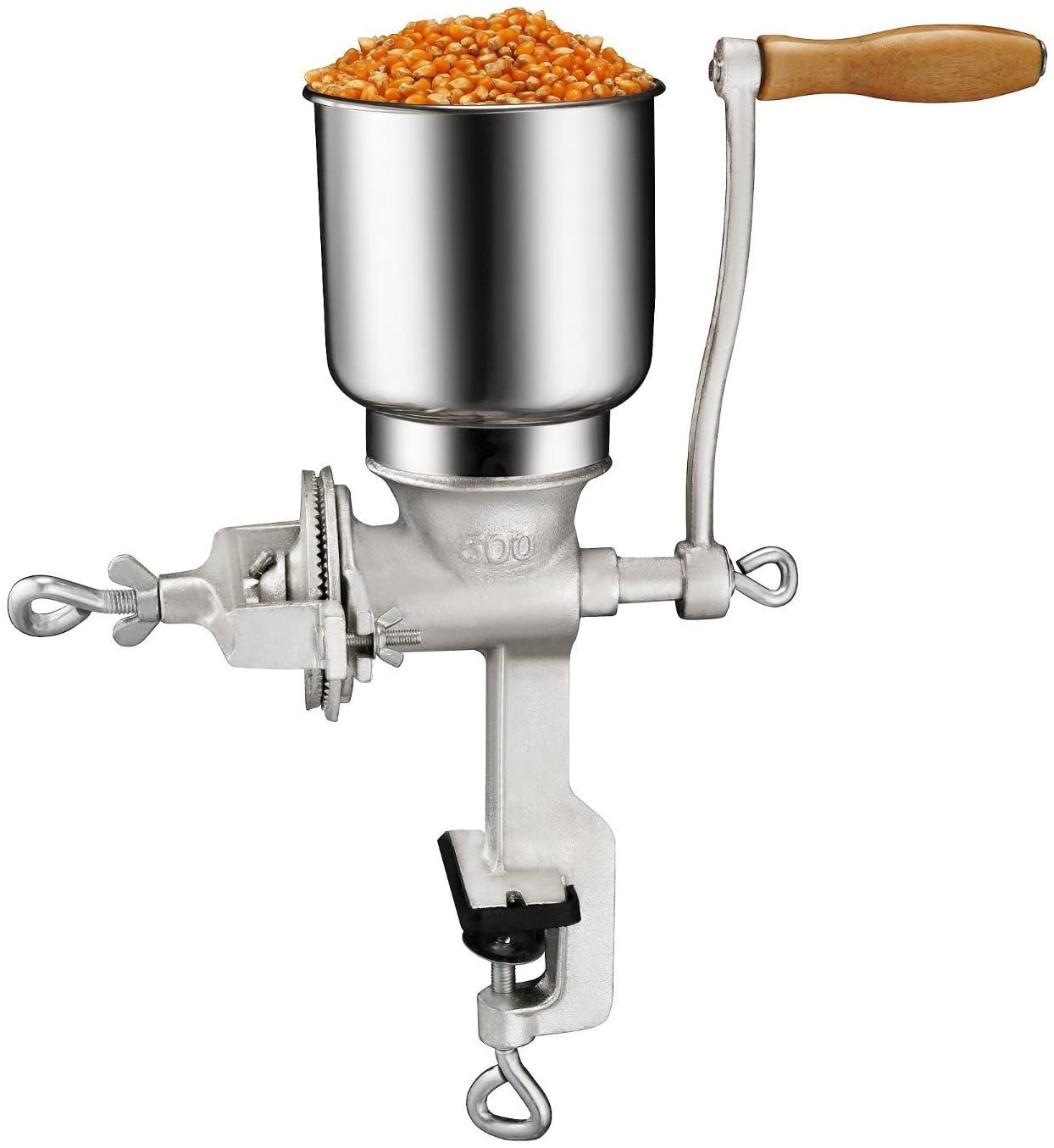 COLIBROX Cast Iron Handheld Corn Grinder, Silver